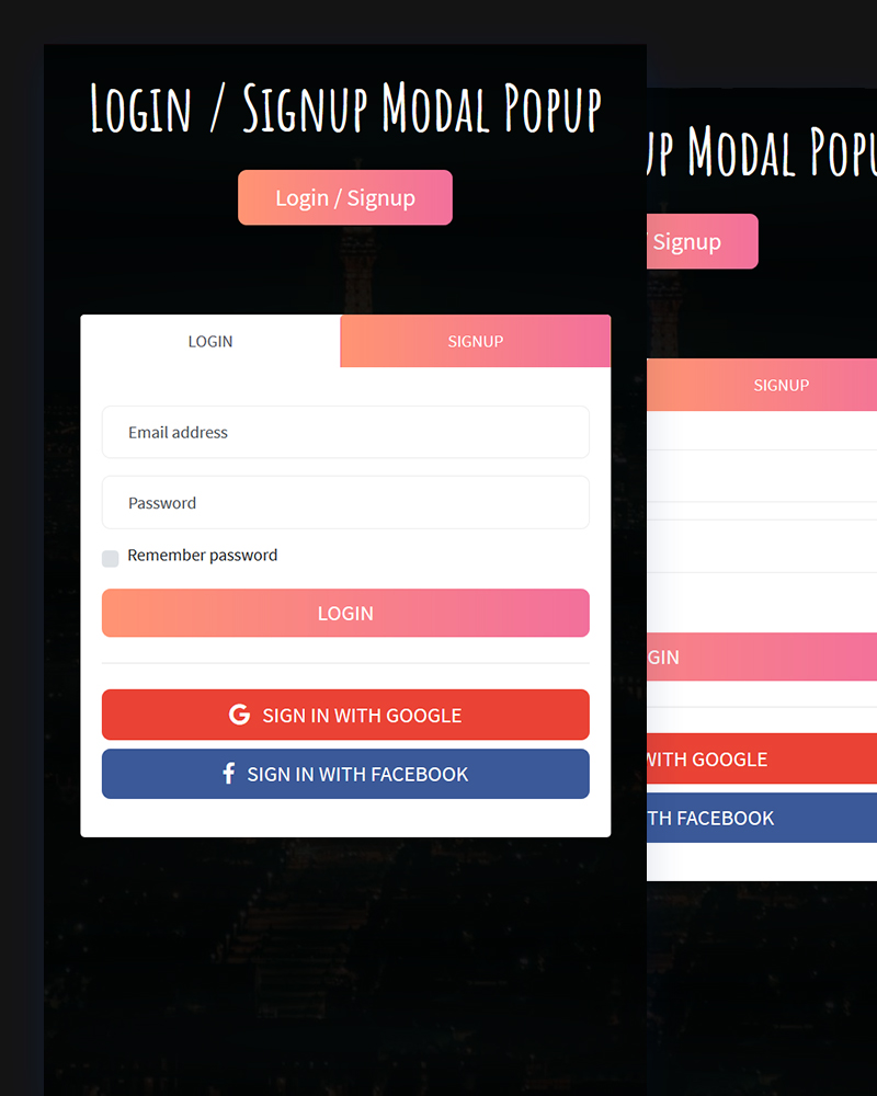 Flat Free Responsive Login and Signup Form Template