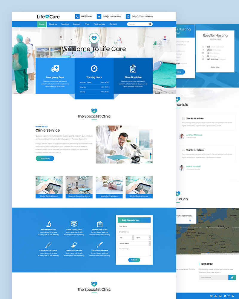Life Care – Free Medical Responsive Multipage Template