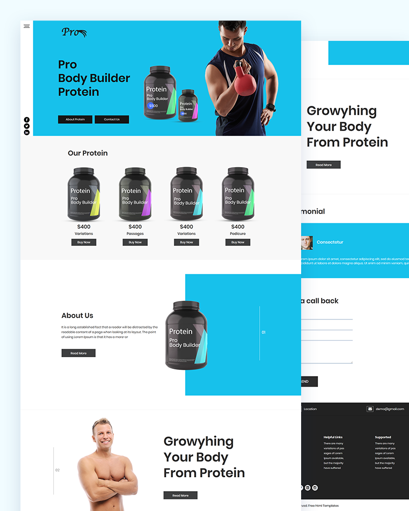 Protein Free HTML Website Template Free