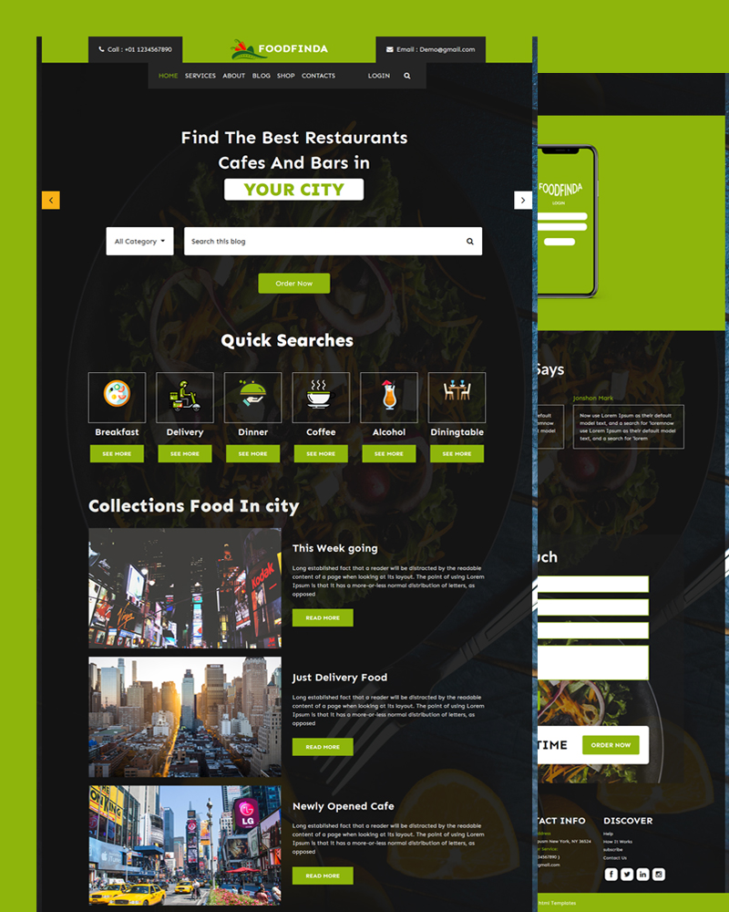 Foodfinda - Restaurants Website Template