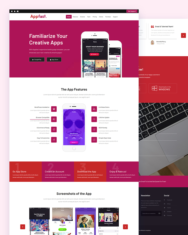 Appfast - Free Mobile App Landing OnePage Template