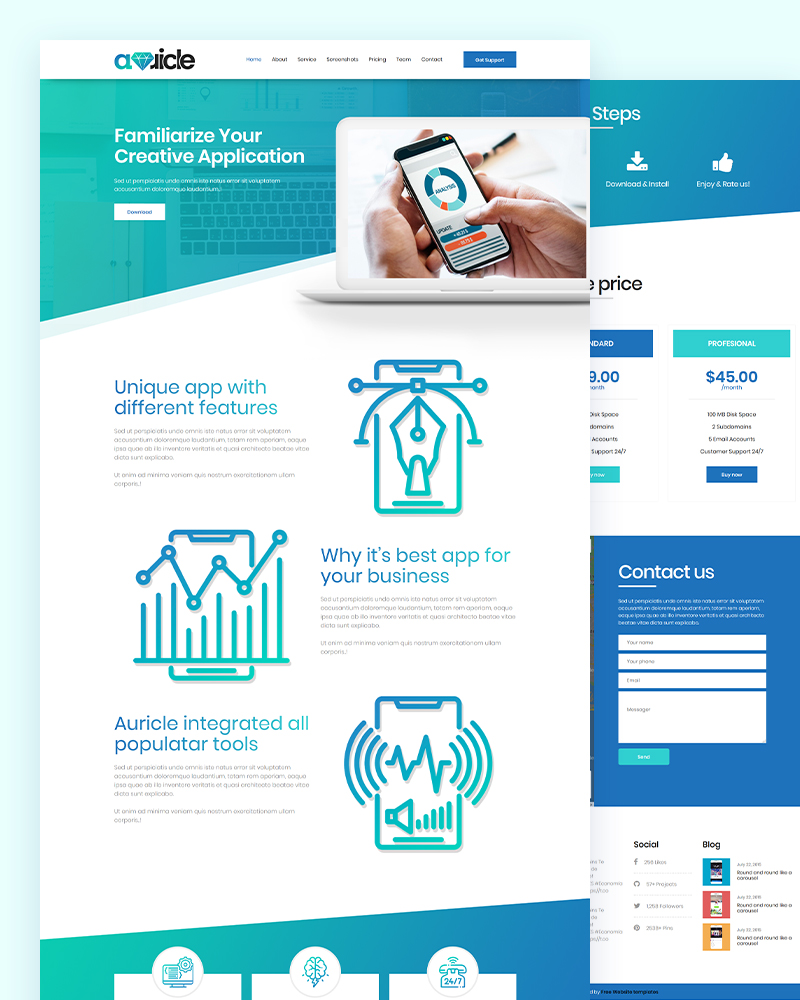 Auricle - Free Mobile Web Application Template
