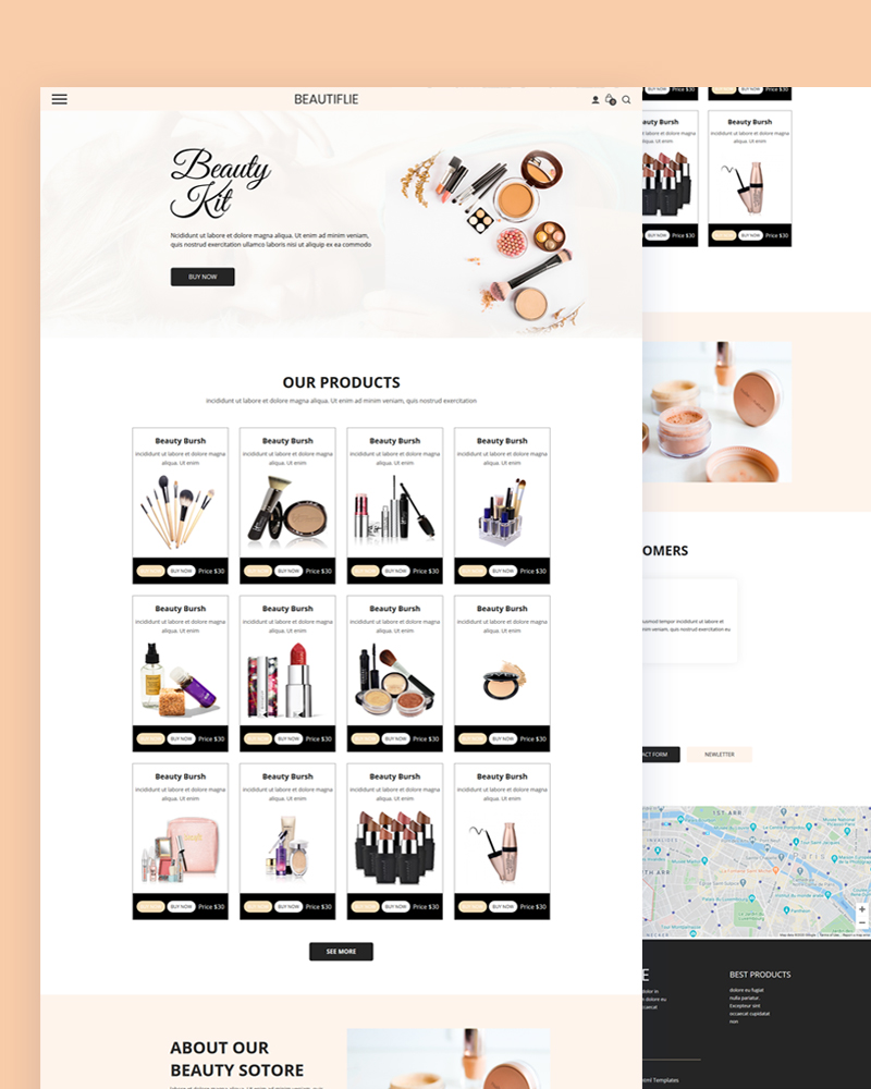 Beautiflie - Beauty Kit PSD Template