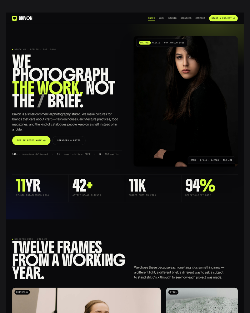 Brivon — Modern Photography Studio HTML Template