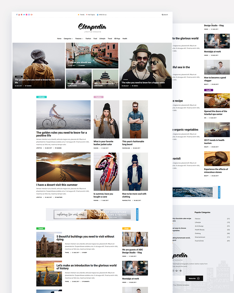 Cloapedia - Free Lifestyle Responsive Website Template