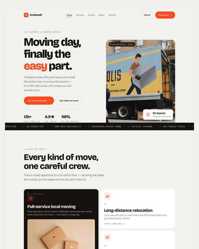 Cratewell — Moving Company HTML Template