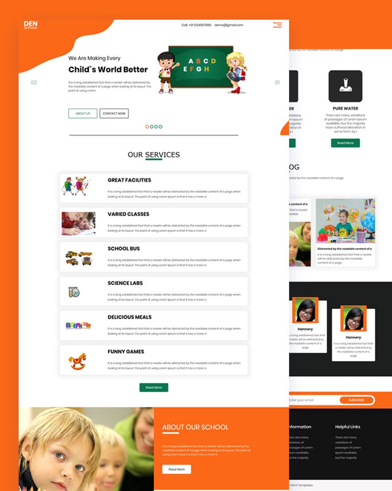 Denschool - Child school PSD Template