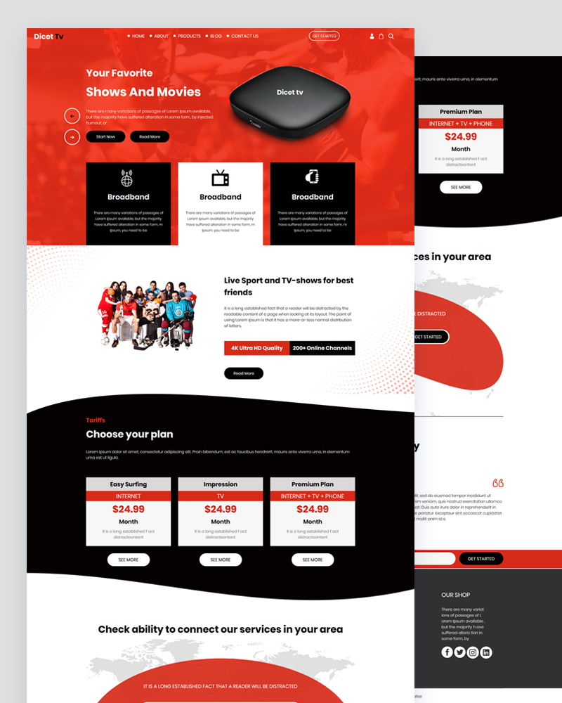 Dicet- TV HTML Template