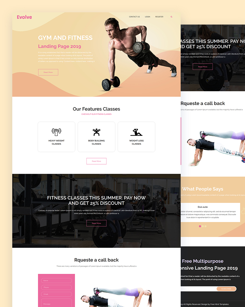 Evolve - Fitness Website PSD Template