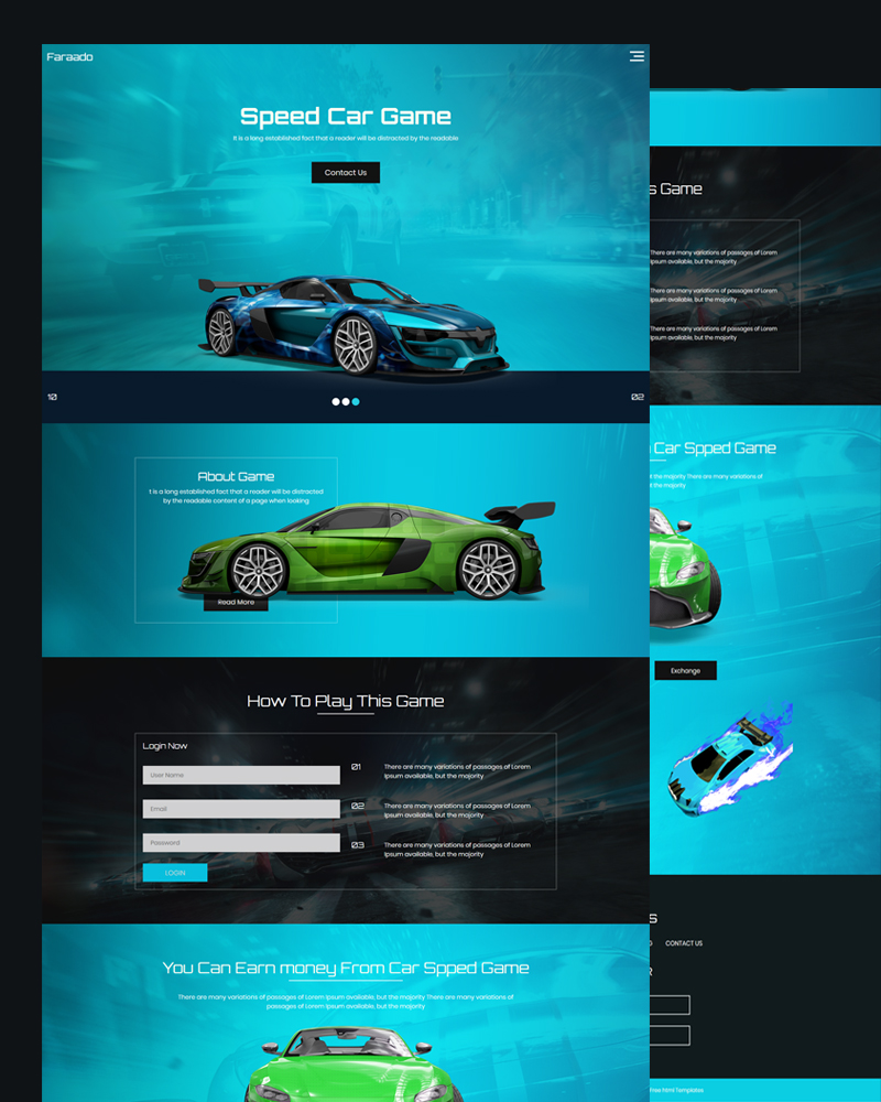 Faraado - Car Game PSD Template