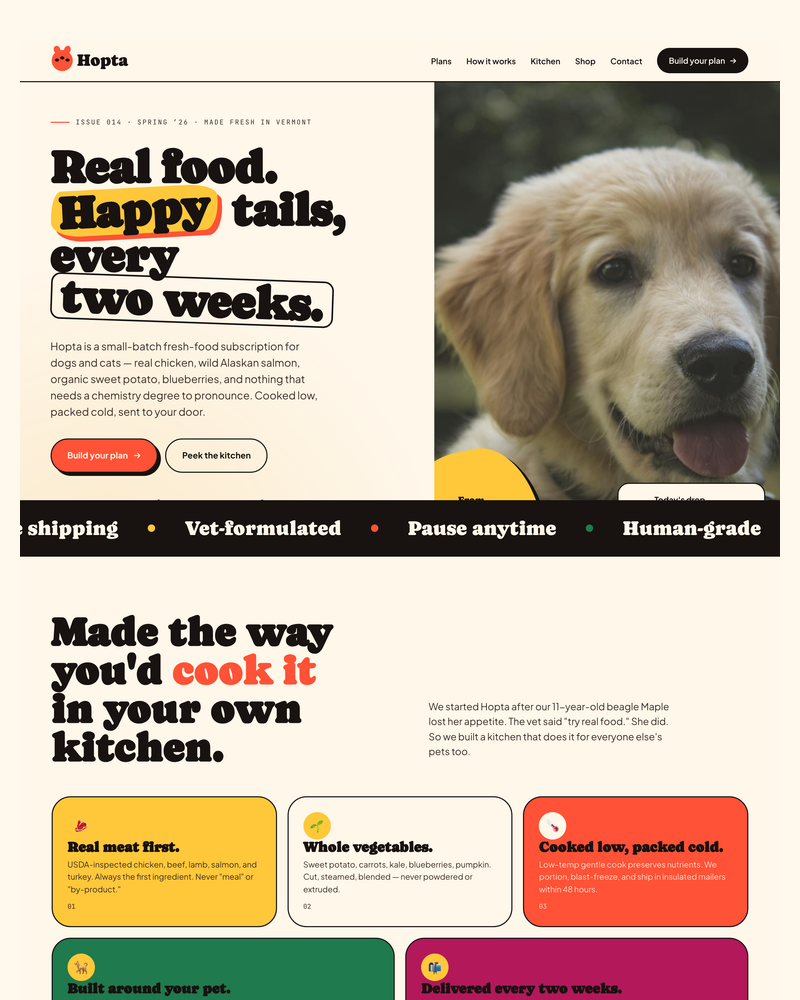 Hopta — Pet Food Subscription & Pet Brand HTML Template