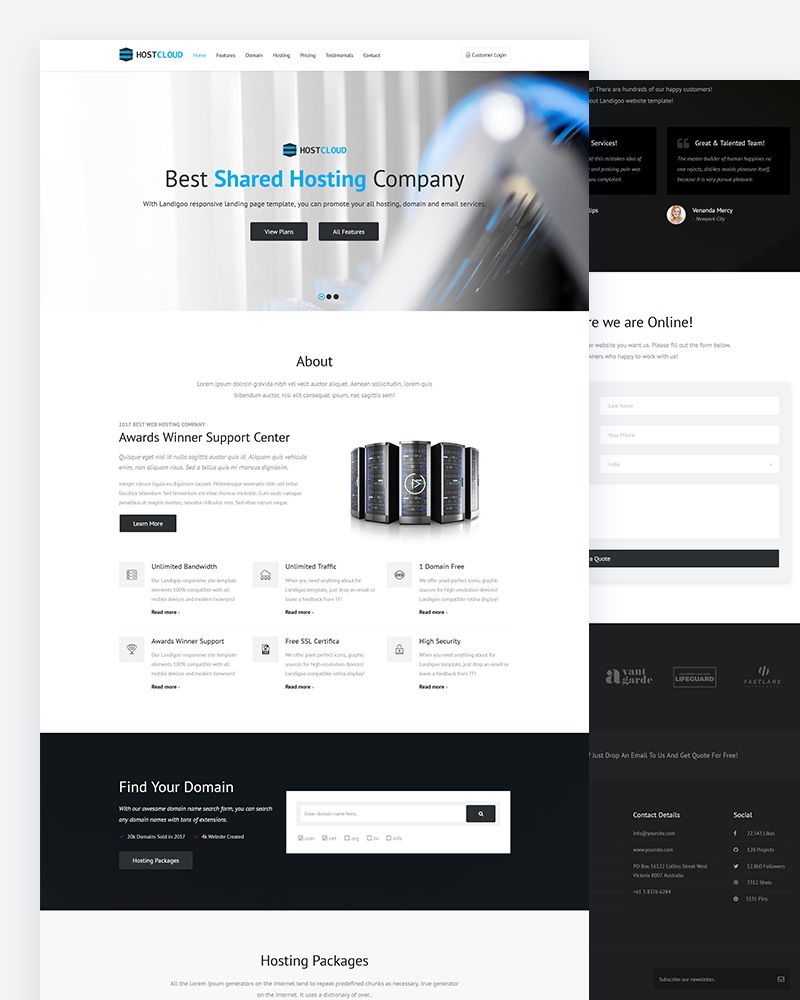 Hostcloud - Free Hosting Responsive Bootstrap Template