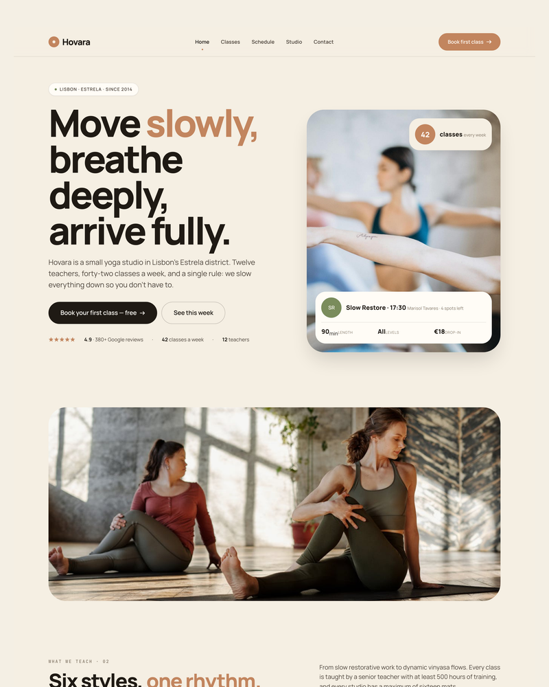 Hovara — Yoga Studio & Wellness HTML Template