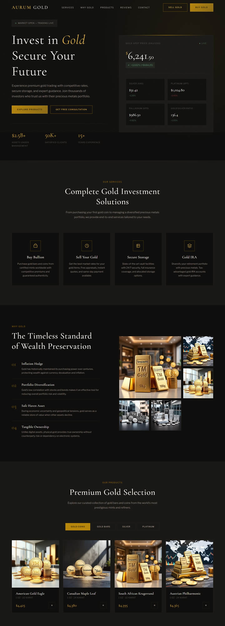 Aurum Gold – A Premium Dark HTML Website Template for Luxury Brands