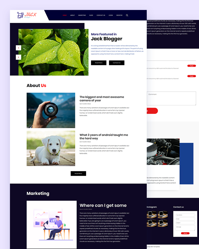 Jack - Free Blogger PSD Template