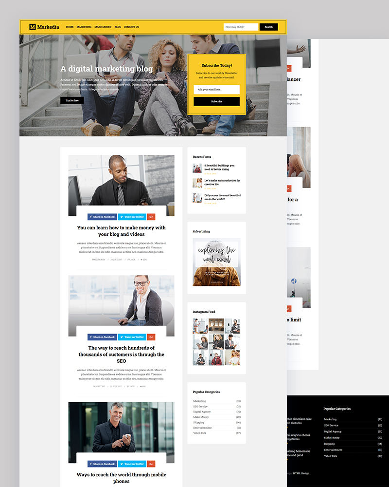 Markedia - Free Marketing Blog Responsive HTML Template