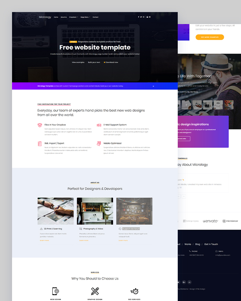 Micrology - Free Onepage Portfolio Website template