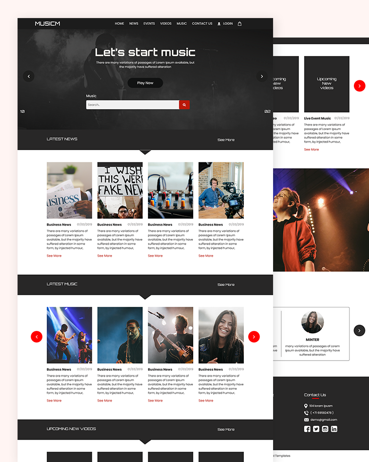 Musicm - Music Website Template