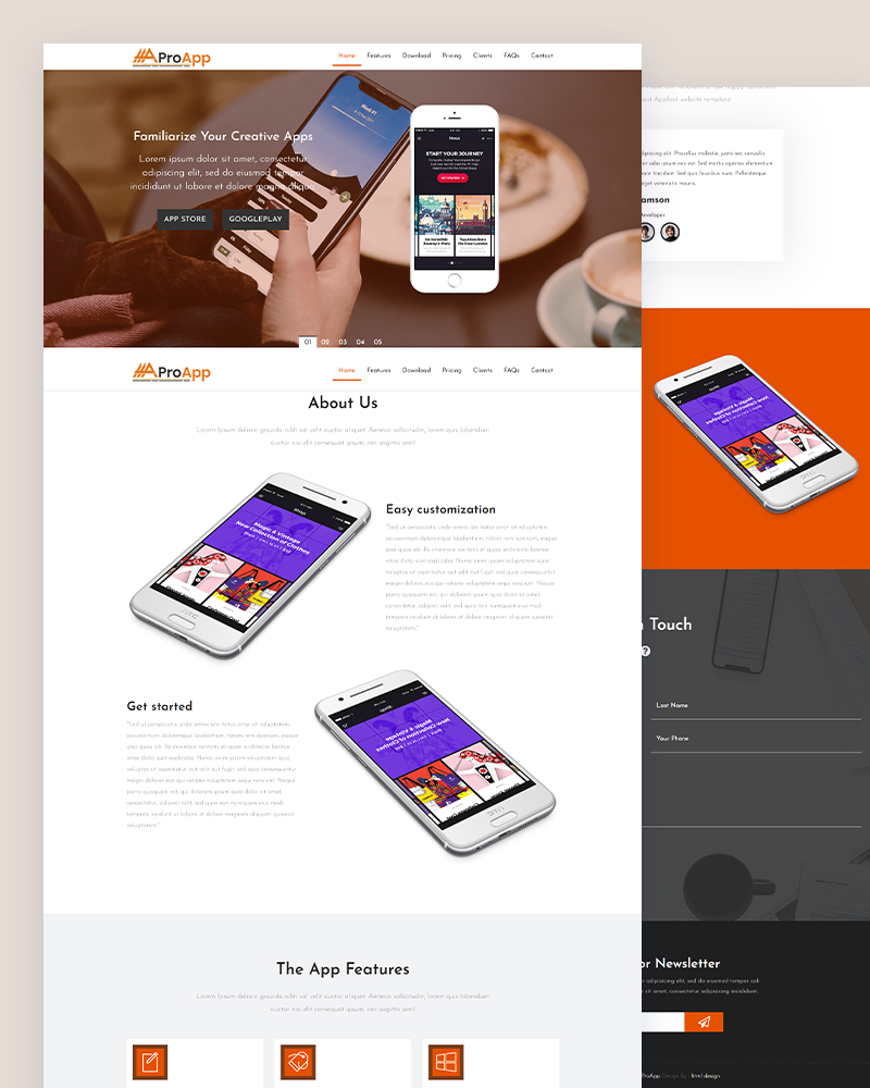 ProApp - Free Responsive Landing Page Template