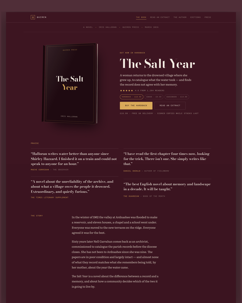 Quiren — Single Book Selling HTML Template