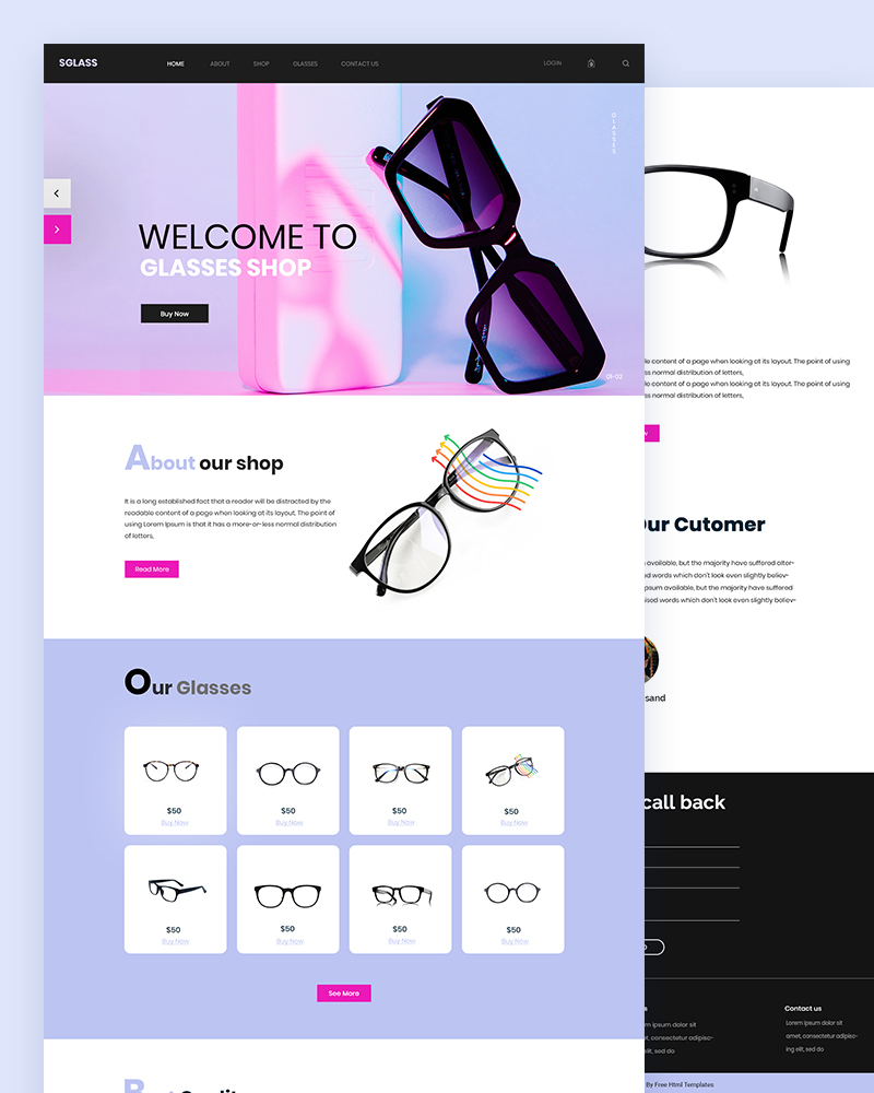 Sglass - Eye Lens Shop PSD Template