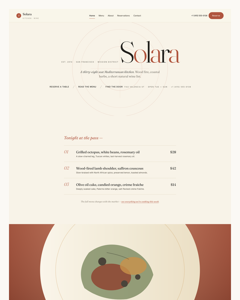 Solara — Mediterranean Restaurant HTML Template