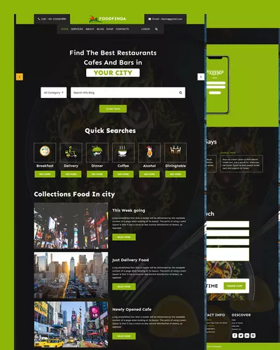 Foodfinda - Restaurants PSD Template