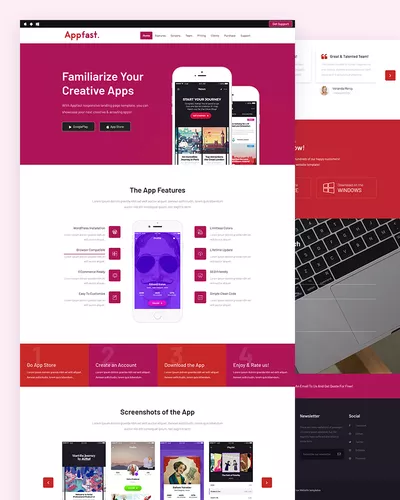 Appfast - Free Mobile App Landing OnePage Template