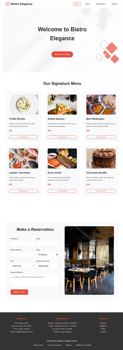 Bistro Elegance – A Sophisticated Fine Dining Restaurant HTML Template