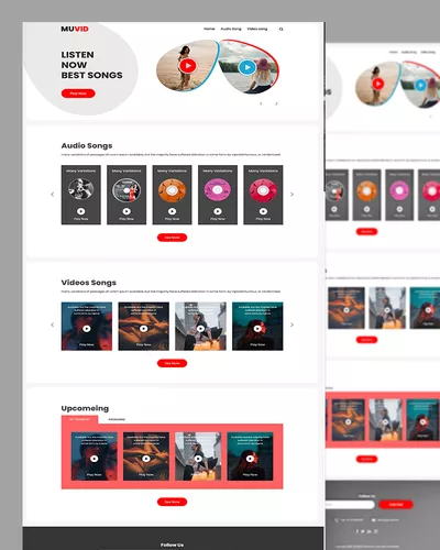 Muvid - Video Songs, Music Listing Website template