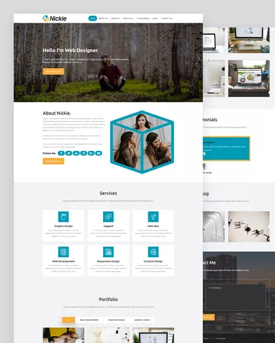 Nickie - Free Personal Portfolio OnePage Template