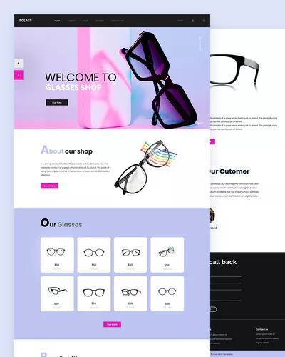 Sglass - Eye Lens Shop PSD Template