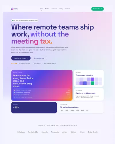 Vornu — SaaS Project Management & Remote Work HTML Template