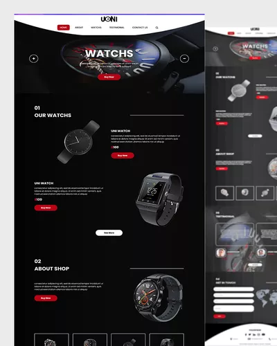 Uoni – Time Watches Website Templates