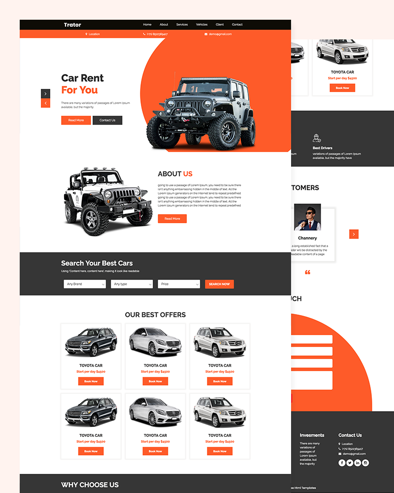Trator – Car Rent Website template