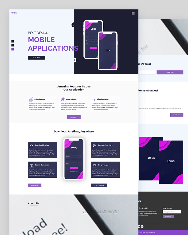 Uxos - Mobile App PSD Template