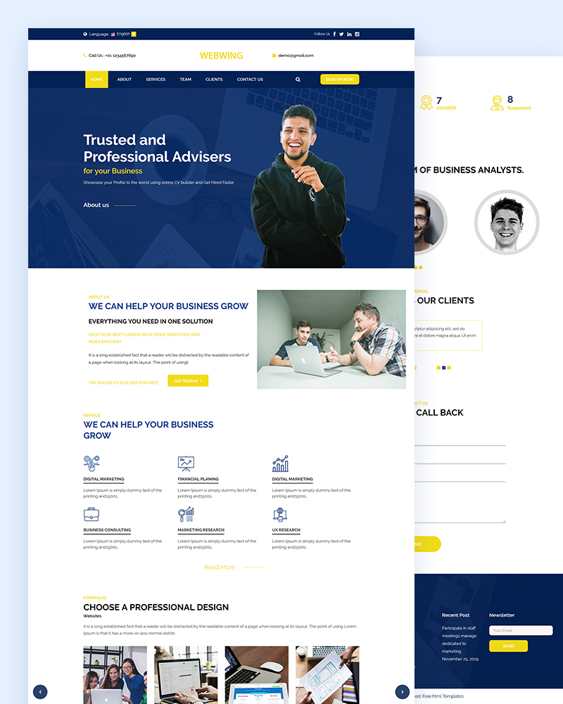 Webwing - Business Adviser PSD Template