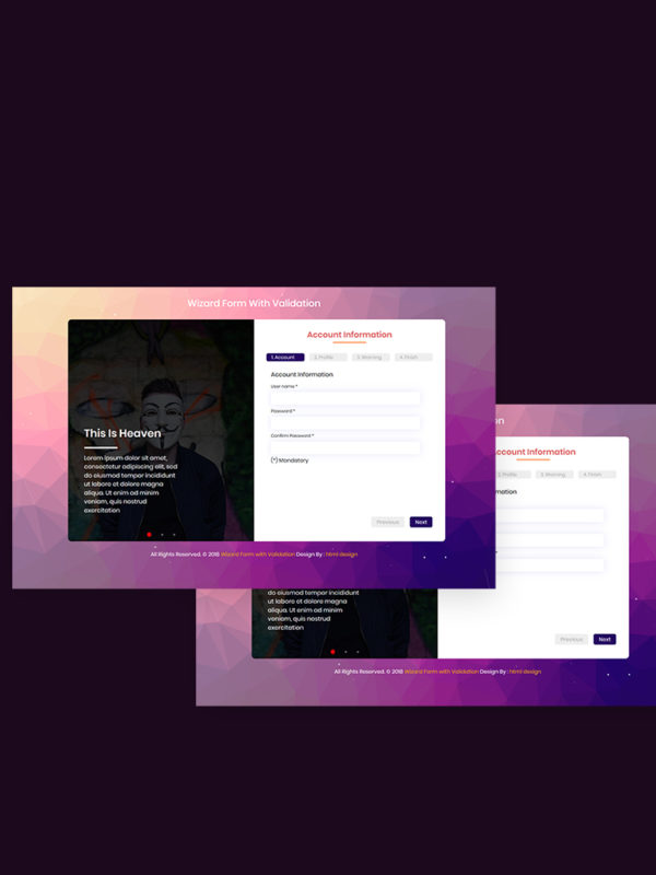 Free Responsive Step Wizard Form with Validation 12 wizard form