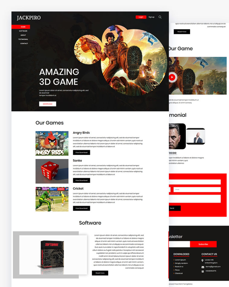 Free Gaming Website Free PSD Template - PsFiles