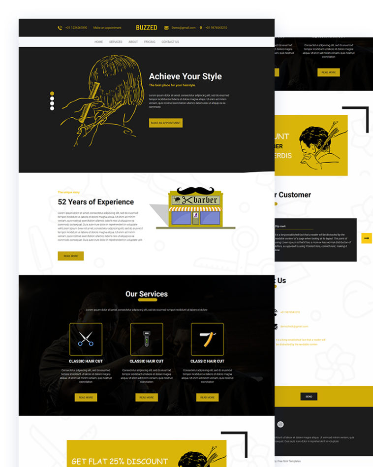 Buzzed - Hairstyle Website PSD Template