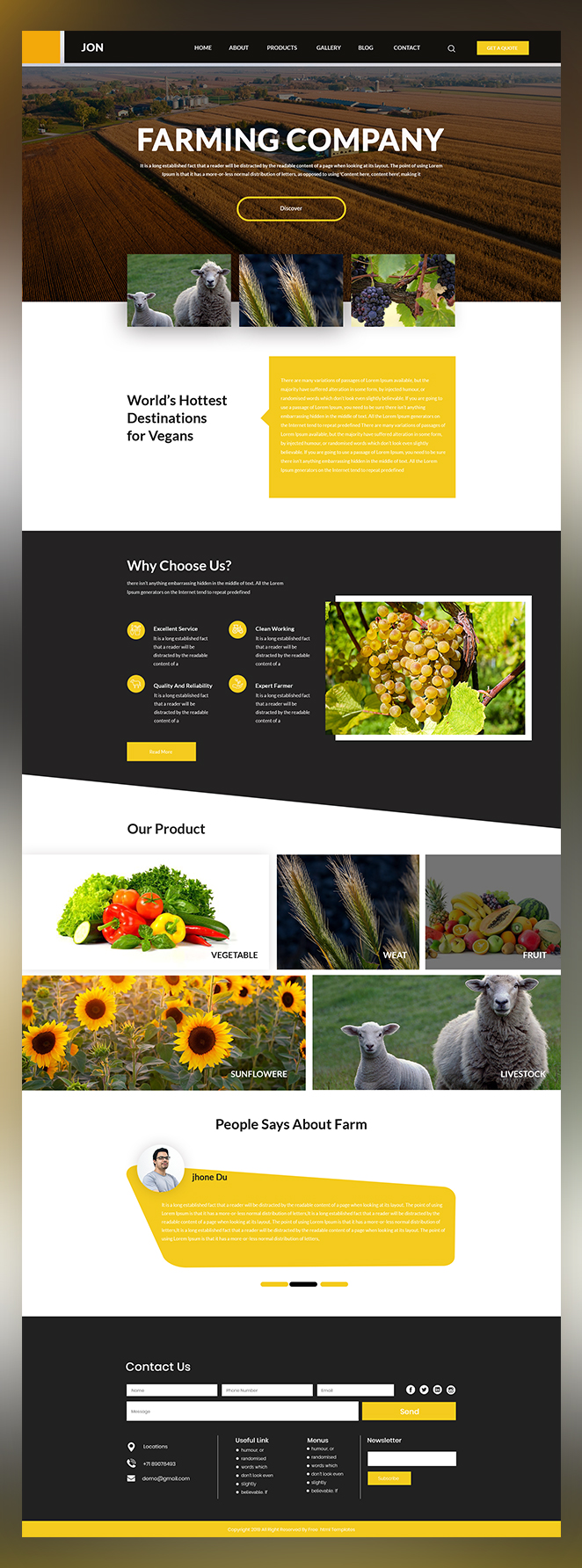 Jon farming Wwebsite psd template
