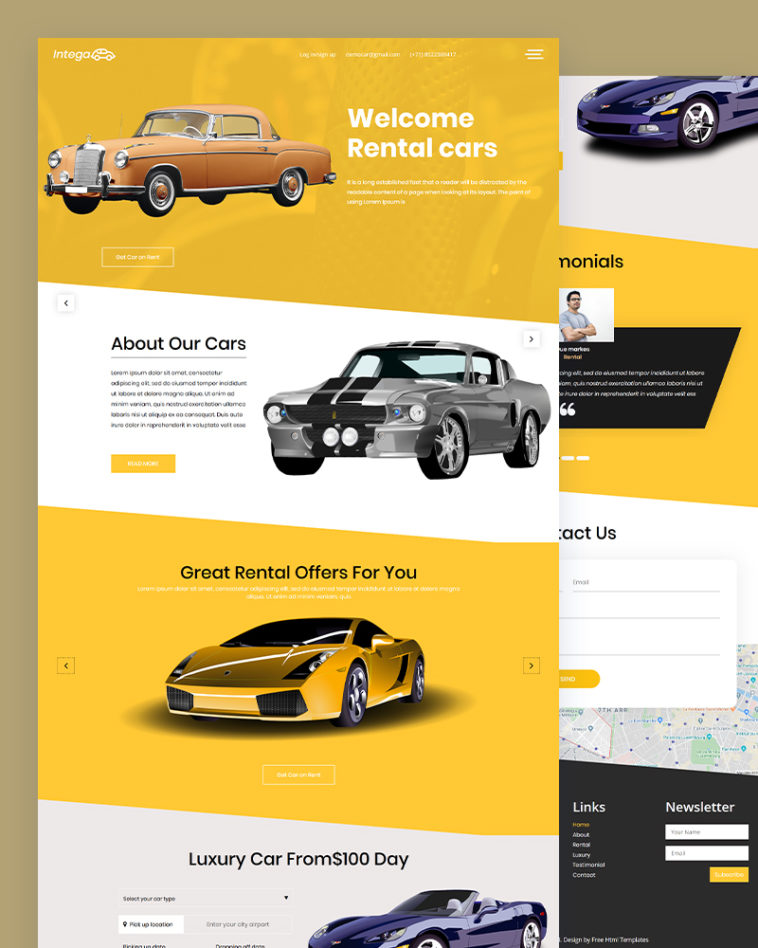 Rental Car Website Template Free Download