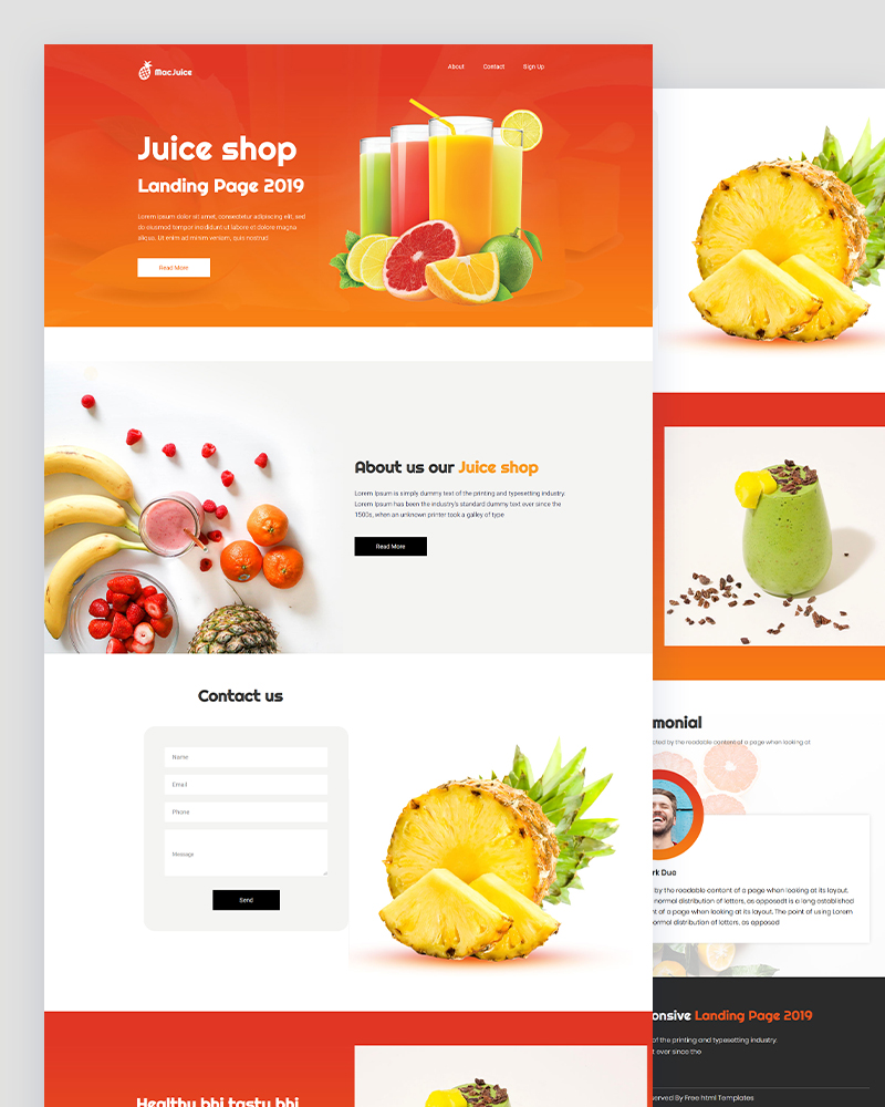Macjuice – Juice Shop Website Template Free Do