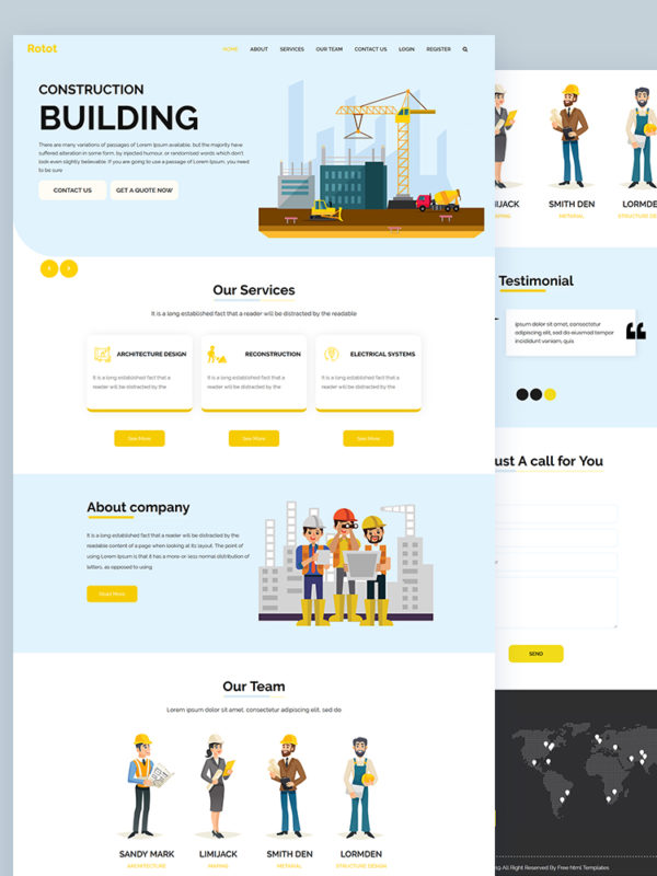 Rotot – Real Estate Construction Website Template 9 Real Estate Construction PSD Template