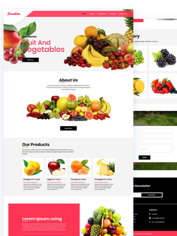 Sunshine - Fruit & Vegetables PSD Template blank - Sunshine - Fruit & Vegetables PSD Template