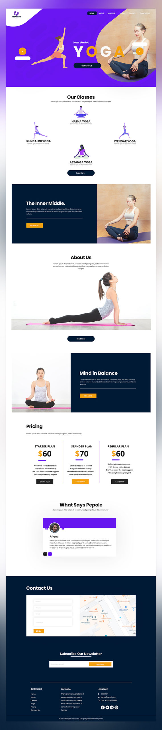 Yogasana yoga & fitness psd template