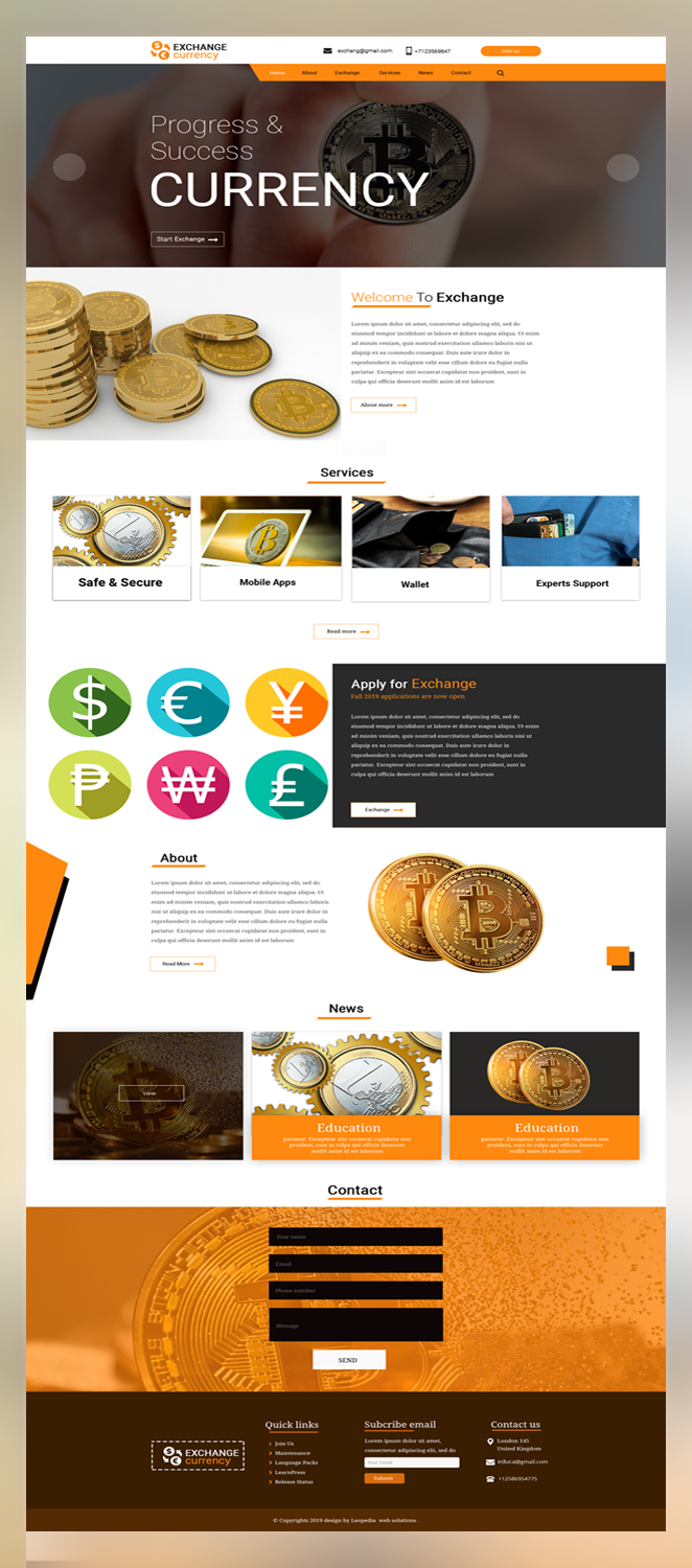 Exchange Currency psd template