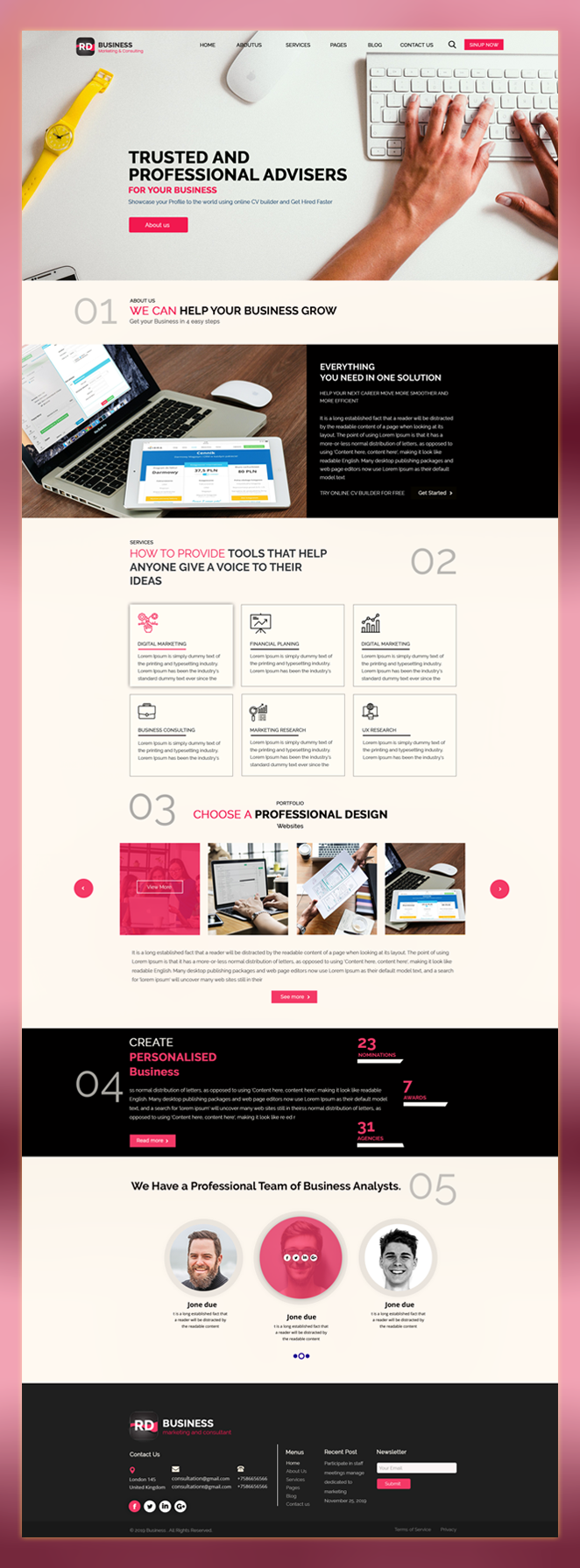 RD business consulting psd template