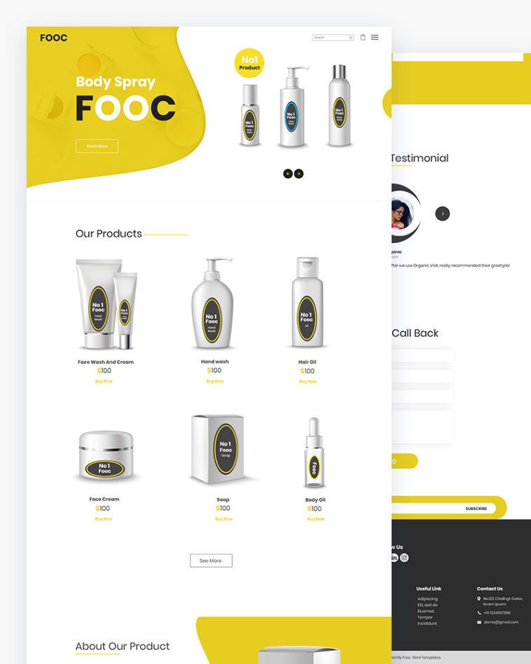 Fooc – Perfume Spray Website Template Free