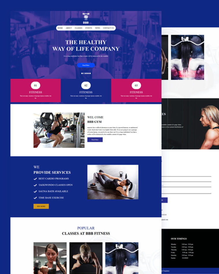 Fitness PSD Template Free Download